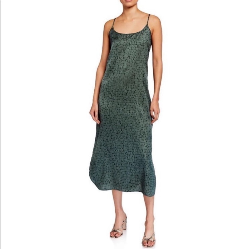 Eileen Fisher Nori Silk Dash Print Maxi Slip Dress Size Petite Small